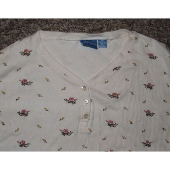 NATURAL REFLECTIONS Floral Plus Sz 2X Casual Wear Stretchy Ribbed Henley Shirt - Picture 2 of 3